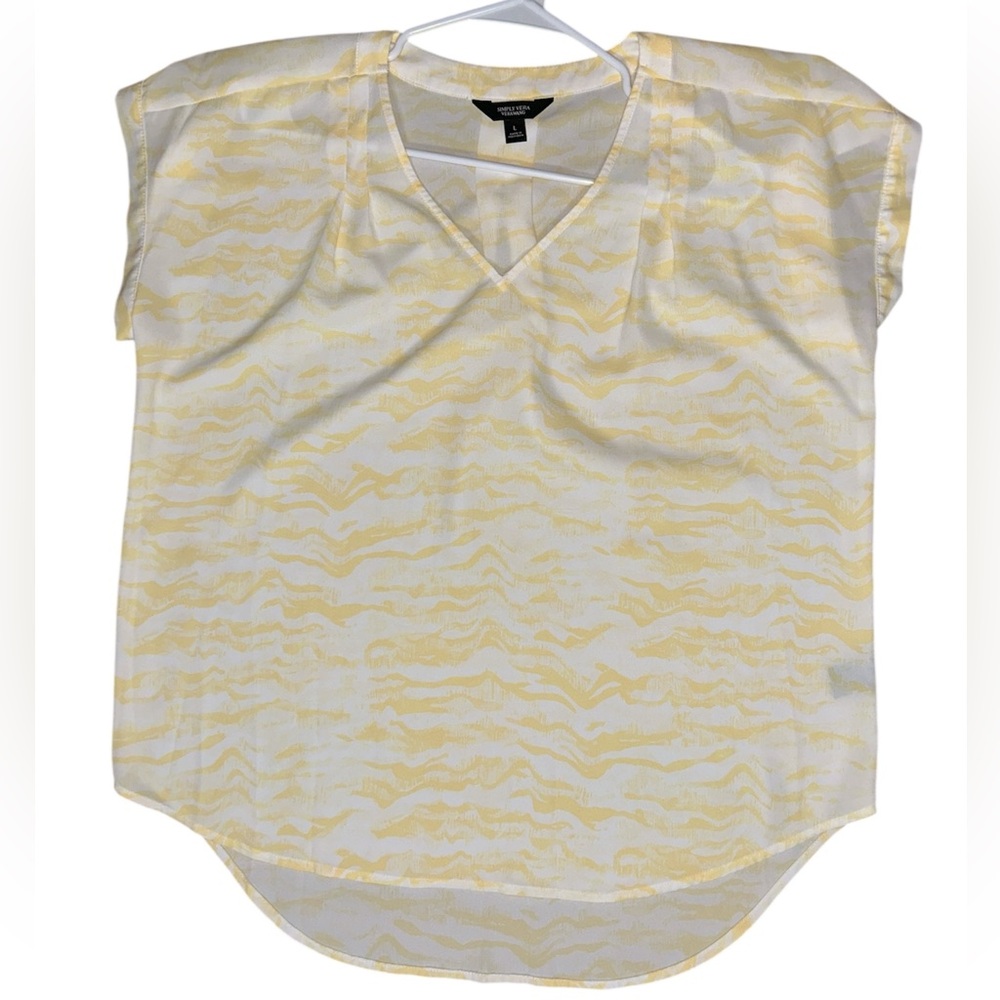 Simply Vera Vera Wang Gray and Yellow Cap Sleeve Blouse